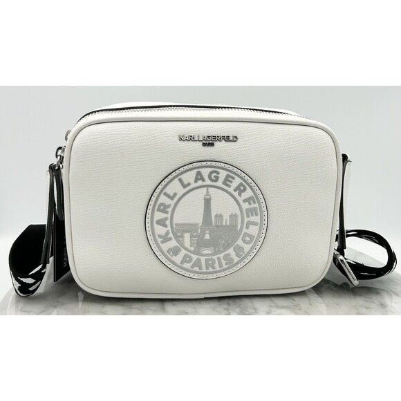 Karl Lagerfeld Crossbody White Paris Skyline Camera Bag Purse & Mini Wallet NWT - Picture 5 of 8